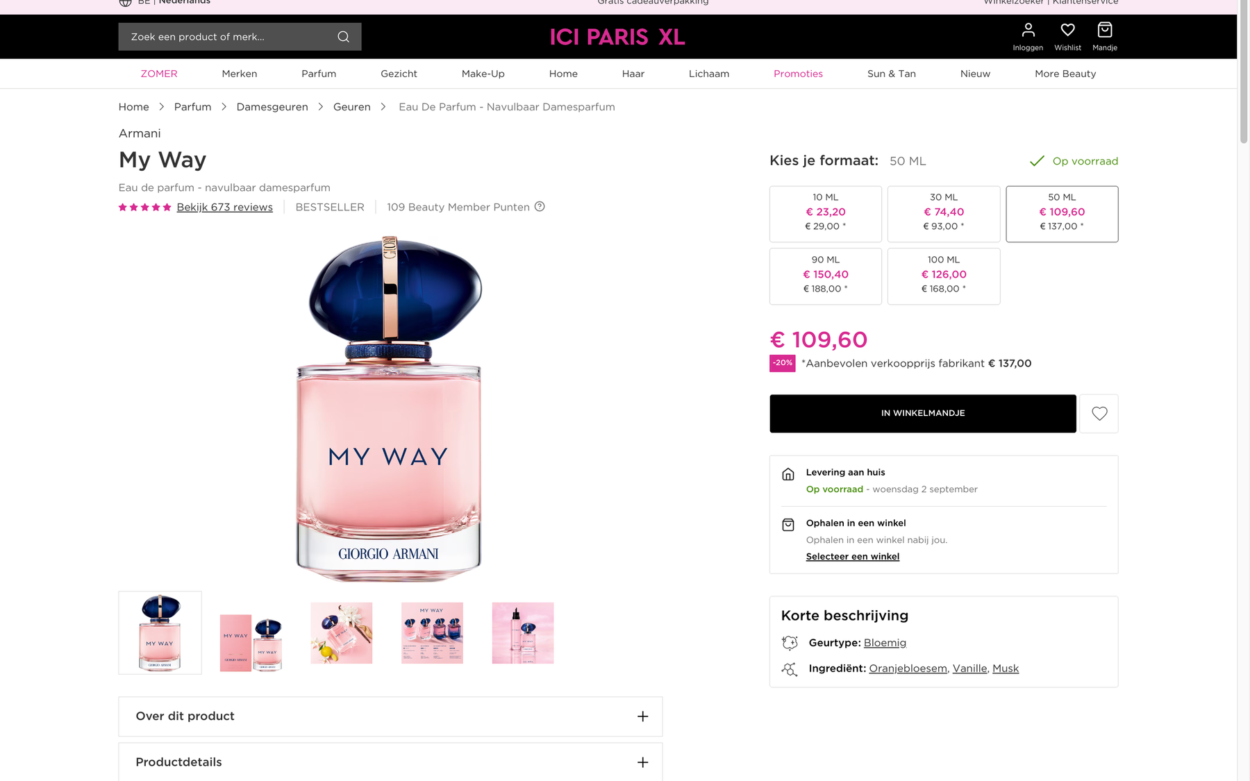 The redesigned ICI Paris XL product page, live